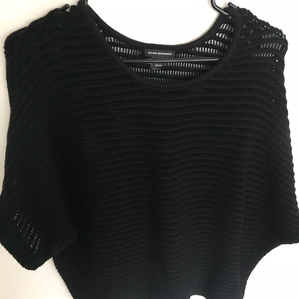 Club Monaco dolman knit leather sleeve sweater